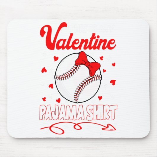 This Is My Valentines Baseball Pajama For Kids Boy マウスパッド (正面)