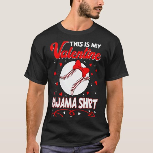 This Is My Valentines Baseball Pajama For Kids Boy Tシャツ (正面)