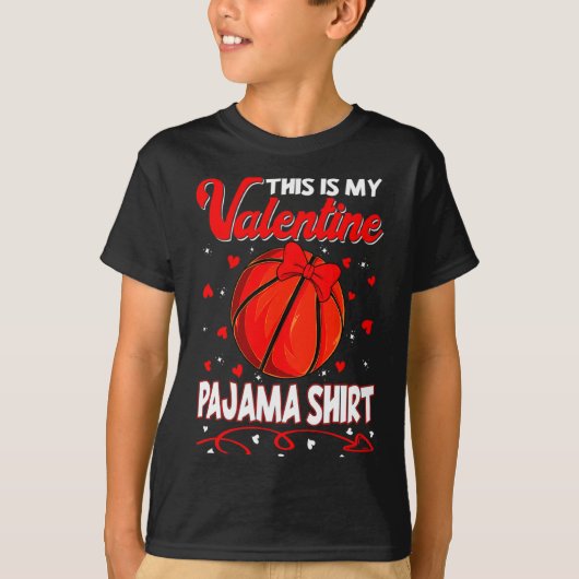 This Is My Valentines Basketball Pajama For Kids B Tシャツ (正面)