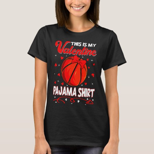 This Is My Valentines Basketball Pajama For Kids B Tシャツ (正面)