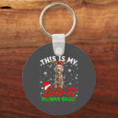 This Is My Weimaraner Dog Ugly Christmas Pajama Sw キーホルダー (正面)