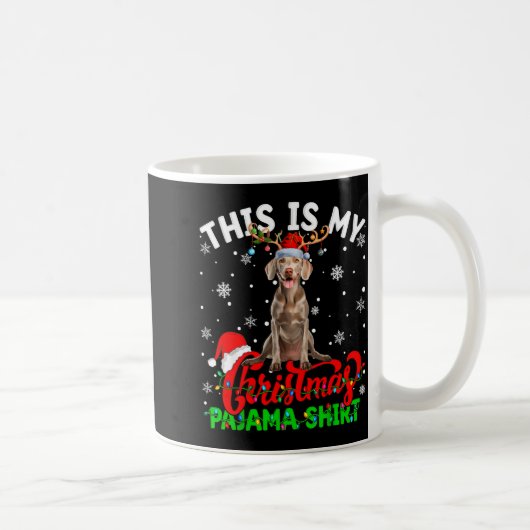 This Is My Weimaraner Dog Ugly Christmas Pajama Sw コーヒーマグカップ (右)
