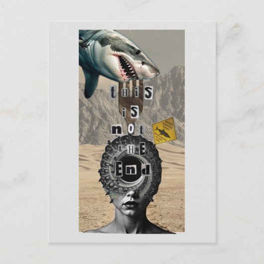 This is not the end Shark Surreal Mixed Collage ポストカード (正面)
