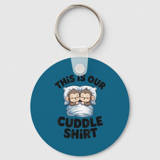 This Is Our Cuddle Shirt Sleeng Monkey Couple  キーホルダー (正面)