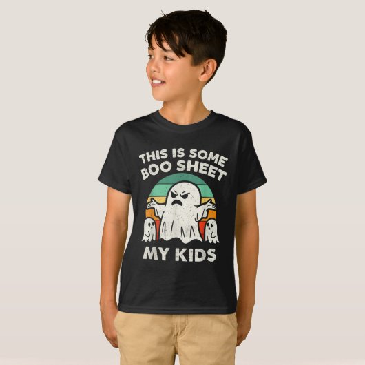 This Is Some Boo Sheet My Kids Ghost Retro Funny H Tシャツ (正面フル)