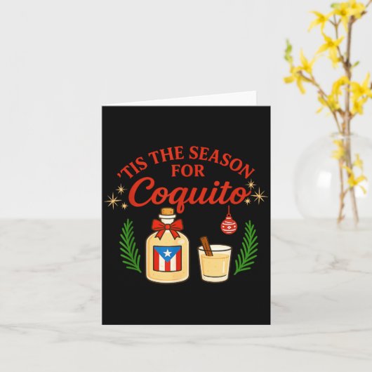 This Is The Season For Coquito Funny Boricua Xmas カード (黄色い花)