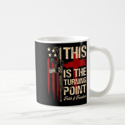 This Is The Turning Int Faith Cross Us Flag Patrio コーヒーマグカップ (右)
