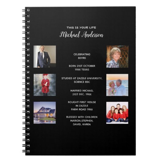 THIS IS YOUR LIFE – 写真の追加マイルストーンジャーナル ノートブック (正面)