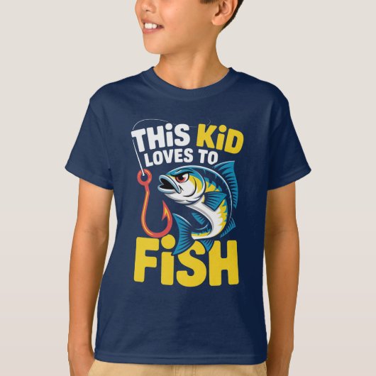 This Kid Loves to Fish Fishing Children Fisherman Tシャツ (正面)