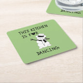 This Kitchen is for dancing snowman スクエアペーパーコースター (アングル)