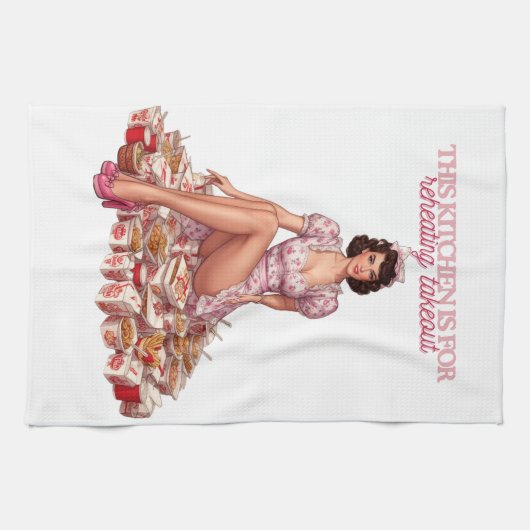 This Kitchen Is for Reheating Takeout Illustration キッチンタオル (横)