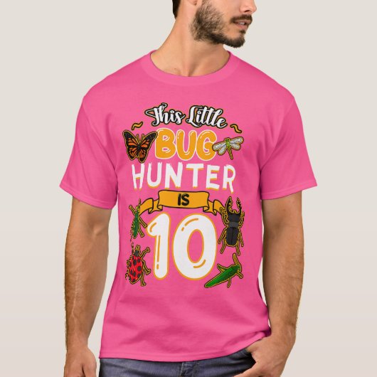 This Little Bug Hunter Is 10 Birthday Insect Bday  Tシャツ (正面)