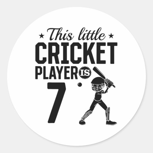 This Little Cricket Player Is 7 Years Old - 7th Bi ラウンドシール (正面)