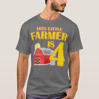 This Little Farmer Is 4 Year Old Farm Tractor Birt Tシャツ