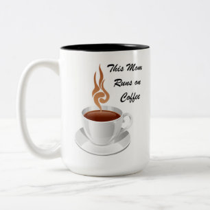 This Mom Runs on Coffee ツートーンマグカップ