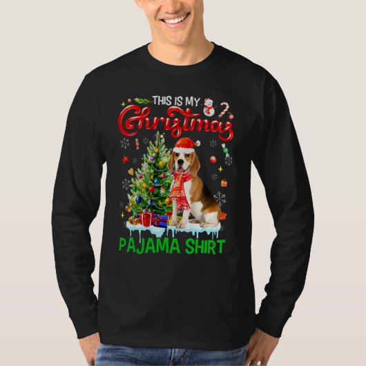 This My Christmas Pajama   Beagle Scarf Santa Xmas Tシャツ (正面)