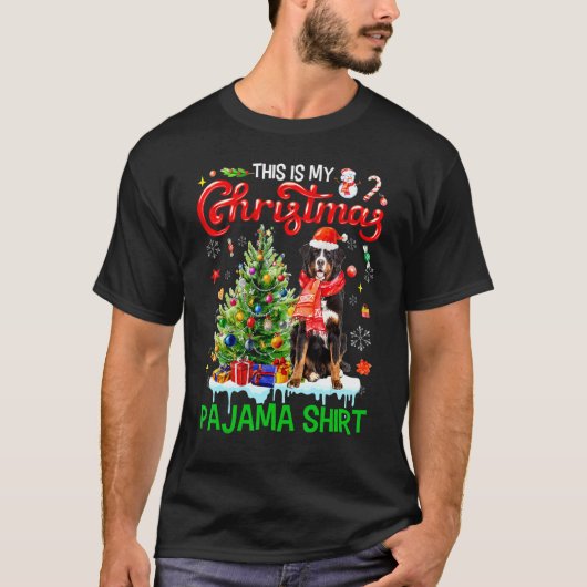 This My Christmas Pajama Bernese Mountain Santa Tシャツ (正面)