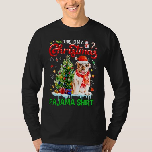 This My Christmas Pajama Bulldog Scarf Santa Xma Tシャツ (正面)