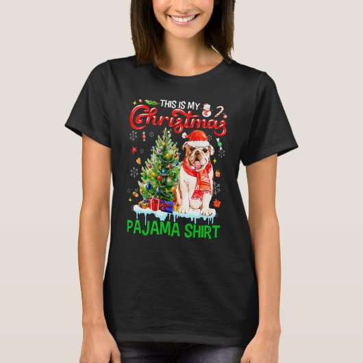 This My Christmas Pajama   Bulldog Scarf Santa Xma Tシャツ (正面)