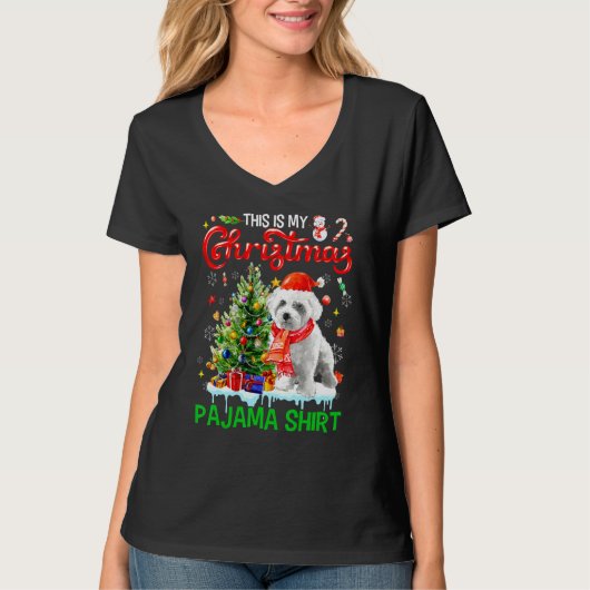 This My Christmas Pajama   Maltese Scarf Santa Xma Tシャツ (正面)
