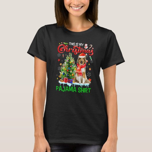 This My Christmas Pajama Shetland Sheepdog Santa Tシャツ (正面)