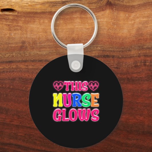 This Nurse Glows Nursing Glow Retro  キーホルダー (正面)