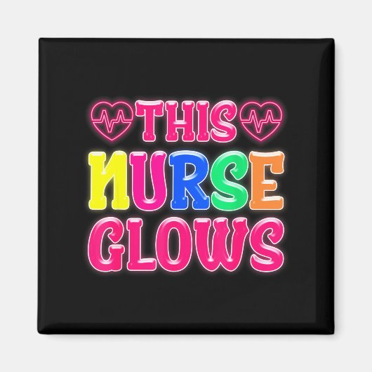This Nurse Glows Nursing Glow Retro  マグネット (正面)