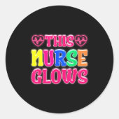 This Nurse Glows Nursing Glow Retro ラウンドシール (正面)