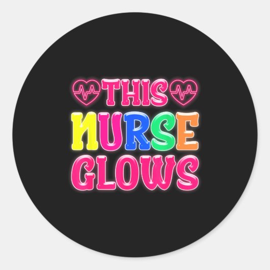 This Nurse Glows Nursing Glow Retro  ラウンドシール (正面)