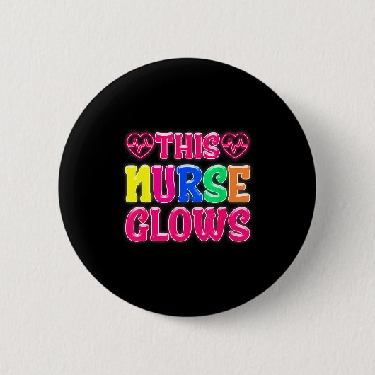 This Nurse Glows Nursing Glow Retro  缶バッジ (正面)
