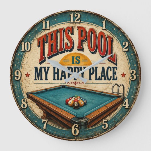 This Pool Is My Happy Place  ラージ壁時計 (正面)