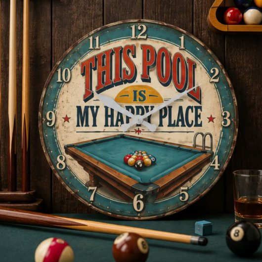 This Pool Is My Happy Place ラージ壁時計
