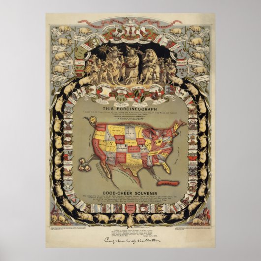 "This Porcineograph" (Forbes) 1876 BigMapBlog.com ポスター (正面)