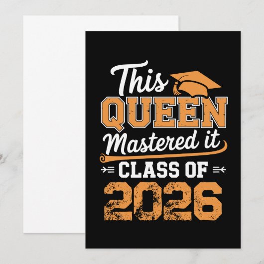 This Queen Mastered It Class Of 2026 Graduation 案内状 (正面/裏面)