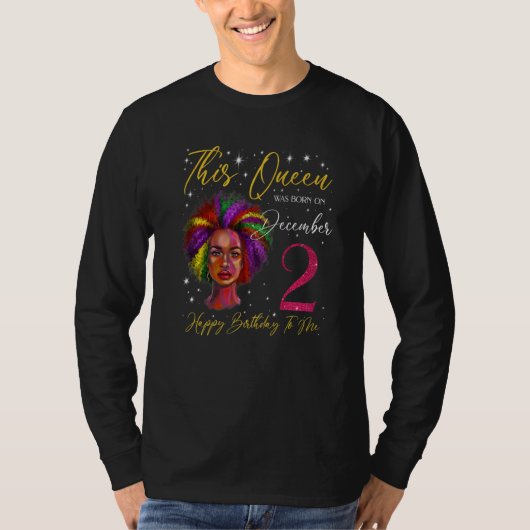 This Queen Was Born On December 2 Black Woman Girl Tシャツ (正面)