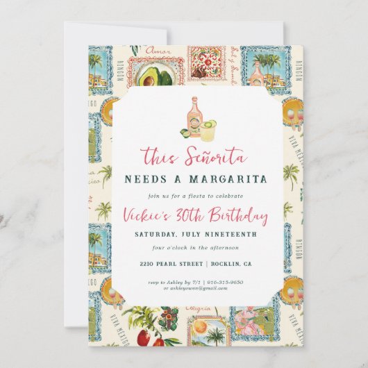 This Señorita Needs a Margarita | Mexican Fiesta  招待状 (正面)