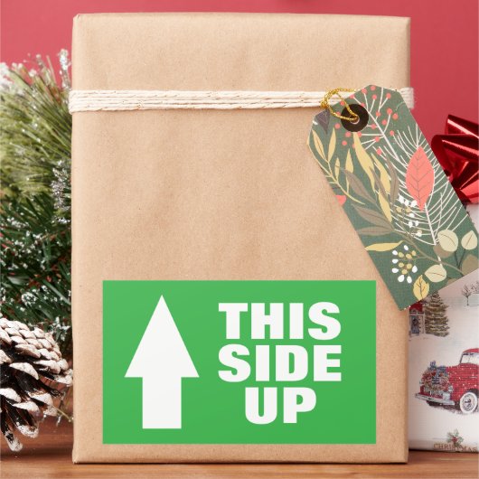 This side up arrow stickers for moving or shipping 長方形シール (クリスマス)