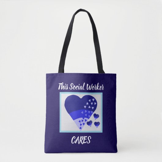This Social Worker Cares Heart Blue  トートバッグ (正面)