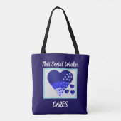 This Social Worker Cares Heart Blue  トートバッグ (裏面)