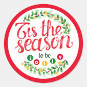 This the Season Red Christmas Circleスタンプ ラウンドシール (正面)