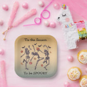 This The Season To Be – スケルトン不気味踊り ペーパープレート (パーティー)