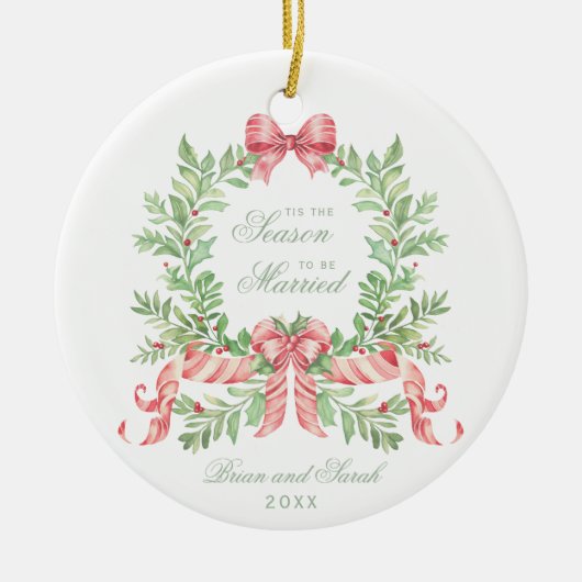 This the Season to Be 結婚した初めてのクリスマス写真 セラミックオーナメント (正面)