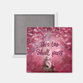 This Too Shall Pass Abstract Tree Pink White Brown マグネット (正面/裏面)