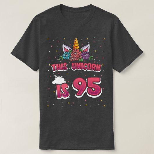 This Unicorn is 95 Ninetyfive Years Old Girl 95th Tシャツ (デザイン正面)