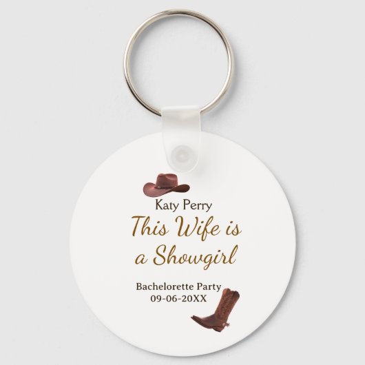 This Wife is a showgirl bachelorette party name da キーホルダー (正面)