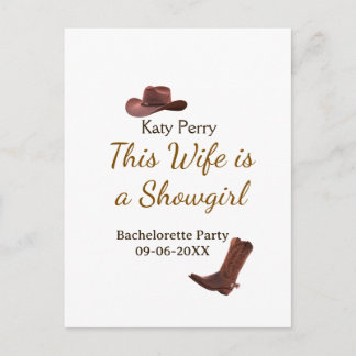 This Wife is a showgirl bachelorette party name da ポストカード