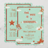 This Wife is a Showgirl Bachelorette Retro Music  招待状 (正面/裏面)