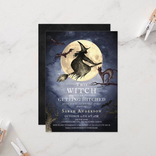 This Witch is getting Hitched Bridal Shower 招待状 (正面/裏面インサイチュ)