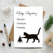 This Year I’ll Behave Probably Funny Cat Christmas カード