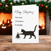 This Year I’ll Behave Probably Funny Cat Christmas カード